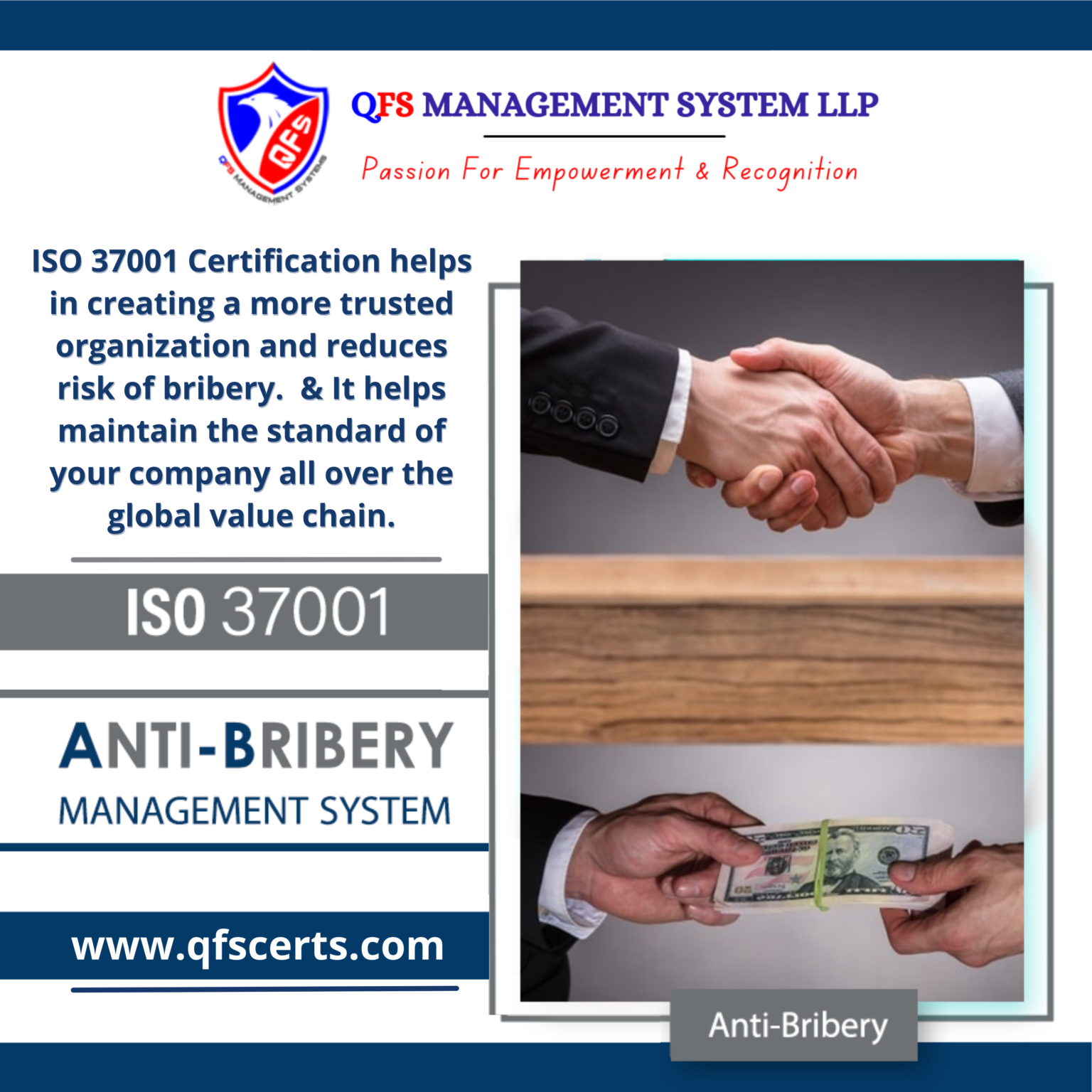 ISO 37001 Certification - Anti Bribery Management System - QFS Certs